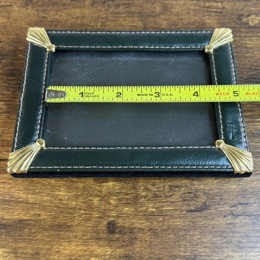 Elegant Black Vegan Leather and Gold Picture Frame 6” x 4”